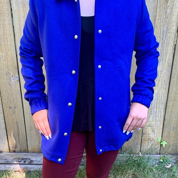 Tommy Hilfiger NWOT blue button up cinch coat sz 2 - Picture 3 of 11